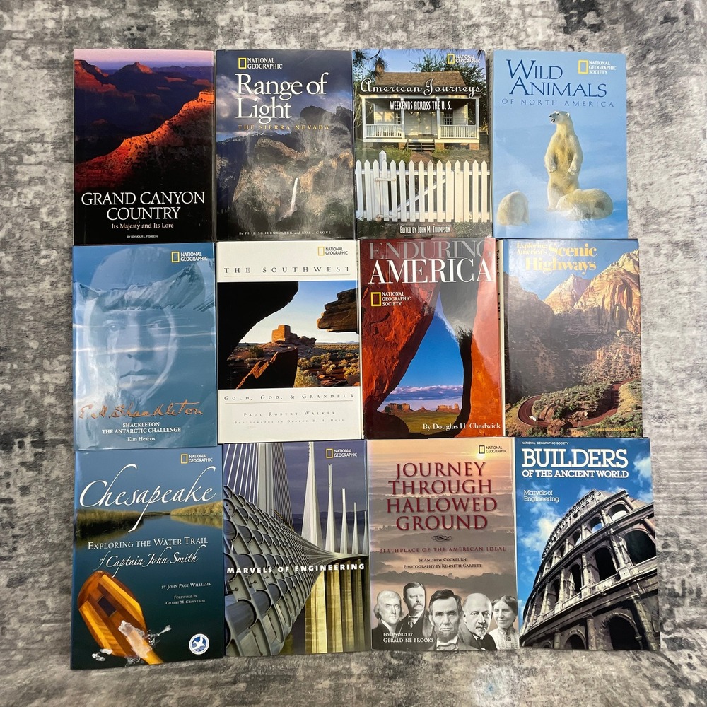 National Geographic Hardcover Books Lot of 12 Nature Travel History Engineering